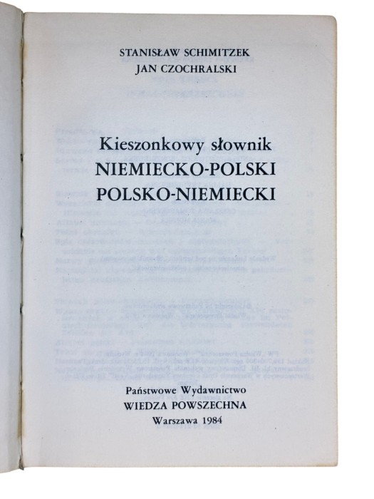 Słownik kieszonkowy niemiecko-polski, polsko-niemiecki Stanisław Schimitzek, Jan Czochralski
