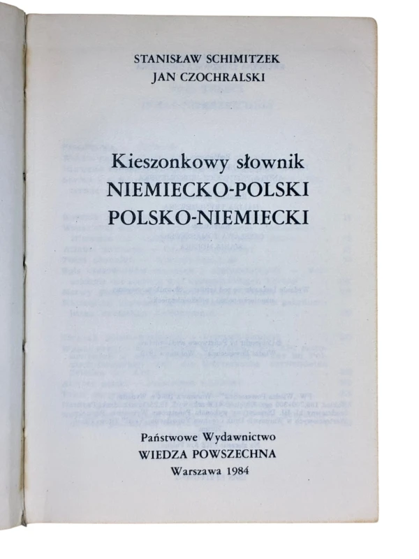 Słownik kieszonkowy niemiecko-polski, polsko-niemiecki Stanisław Schimitzek, Jan Czochralski