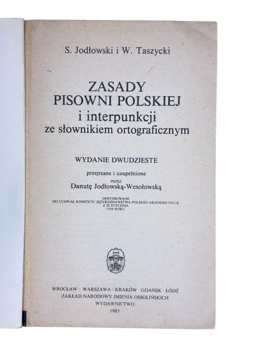 Zasady pisowni polskiej Jodłowski, Taszycki