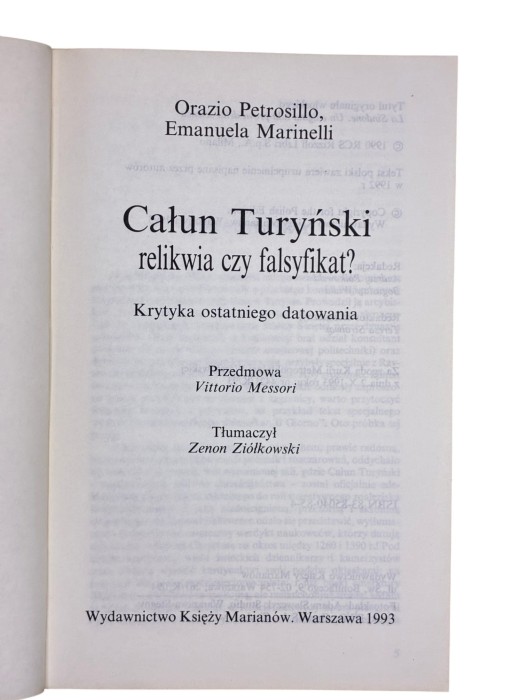 Całun Turyński relikwia czy falsyfikat? Marinelli Emanuela