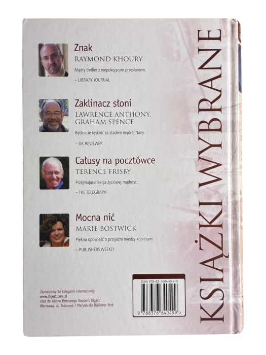Książki wybrane Reader's Digest Znak Zaklinacz słoni Całusy na pocztówce Mocna nić