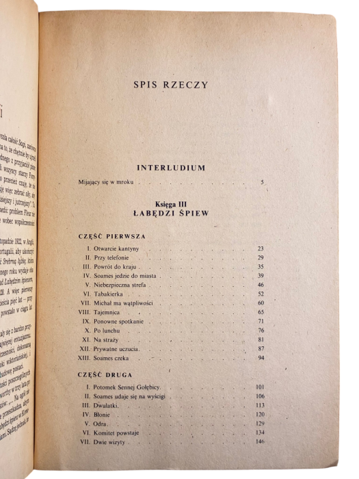 Nowoczesna komedia Tom 3 Mijający się w mroku, Łabędzi śpiew John Galsworthy