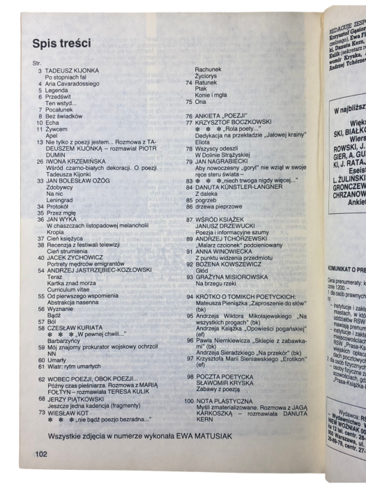 Poezja nr 6 (256) 1987 Kijonka, Ożóg, Fołtyn
