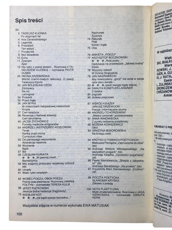 Poezja nr 6 (256) 1987 Kijonka, Ożóg, Fołtyn