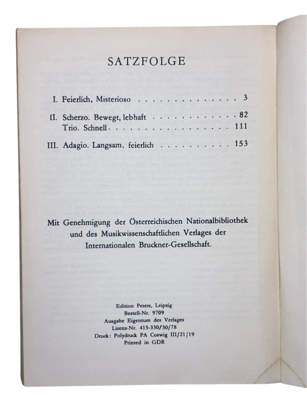 Anton Bruckner Sinfonie Nr. 9, d-moll - D minor, re mineur Edition Peters Nr. 9709
