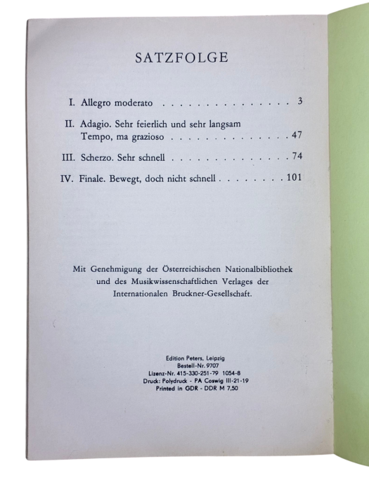 Anton Bruckner Sinfonie Nr. 7, E-dur - E-major - mi majeur Edition Peters Nr. 9707