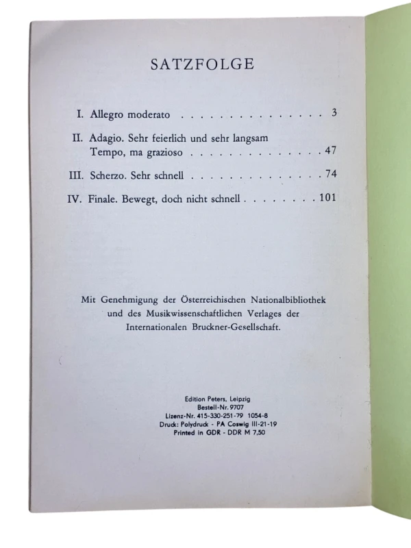 Anton Bruckner Sinfonie Nr. 7, E-dur - E-major - mi majeur Edition Peters Nr. 9707