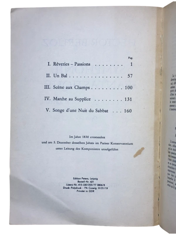 Hector Berlioz Symphonie fantastique, Opus 14 Edition Peters Nr. 621