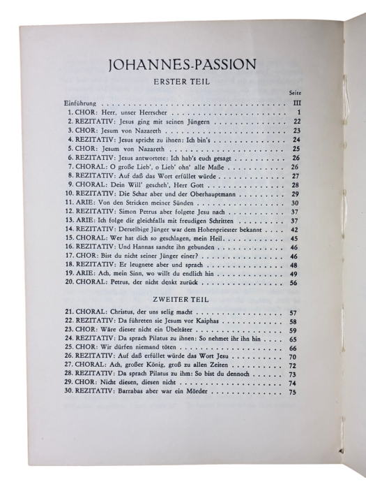 Bach Johannes Passion Edition Peters Nr 579
