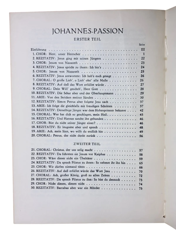 Bach Johannes Passion Edition Peters Nr 579