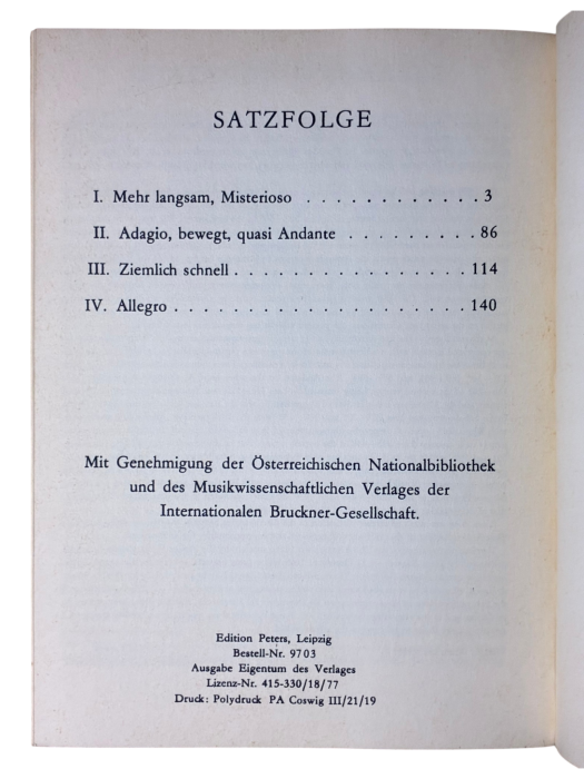 Anton Bruckner Sinfonie Nr 3 Edition Peters Nr 9703