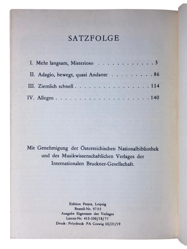 Anton Bruckner Sinfonie Nr 3 Edition Peters Nr 9703