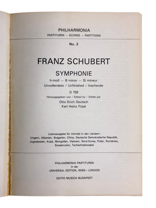 Franz Schubert Symphonie D 759 Editio Musica Budapest 9014