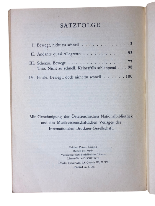 Anton Bruckner Sinfonie Nr. 4 Edition Peters Nr 9704