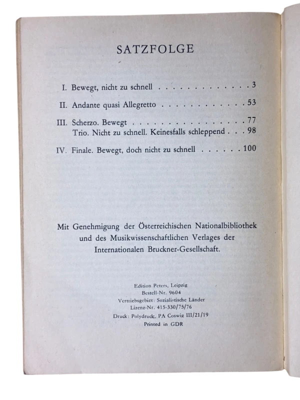 Anton Bruckner Sinfonie Nr. 4 Edition Peters Nr 9704
